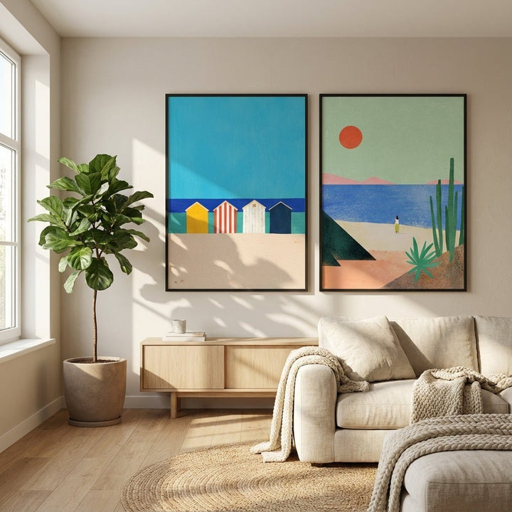Abstract Set of 2 Beach Bliss by Henry Rivers wall - art - picture - poster