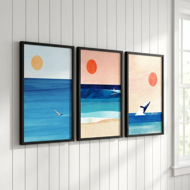 Abstract Sunset Swim Surf Trio by Henry Rivers wall - art - picture - poster