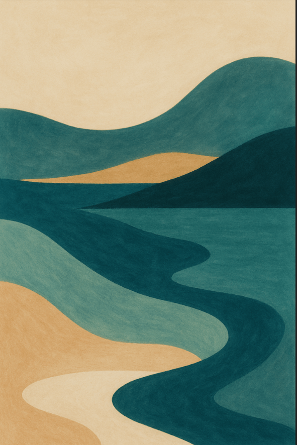 Abstract Trio Coastal Illustration Sunset Prints wall - art - picture - poster