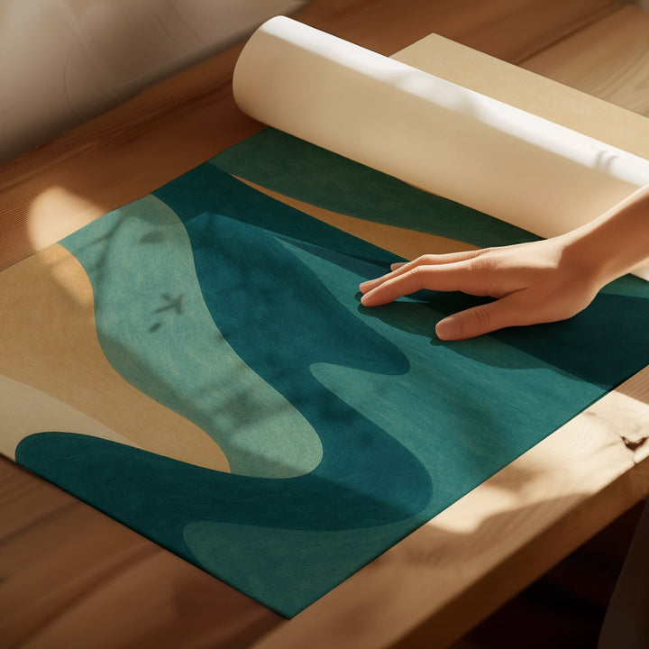 Abstract Trio Coastal Illustration Sunset Prints wall - art - picture - poster