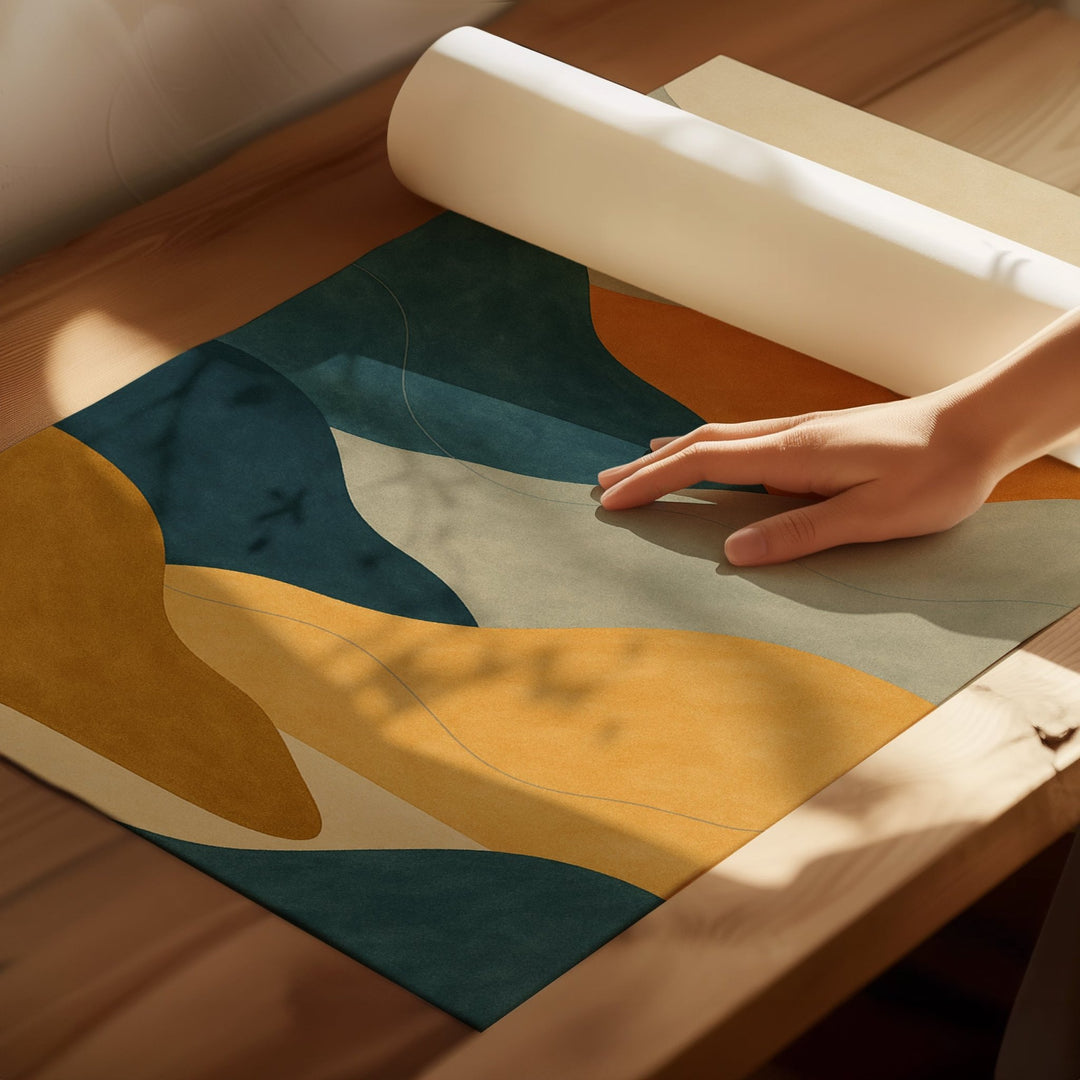 Abstract Trio Coastal Illustration Sunset Prints wall - art - picture - poster