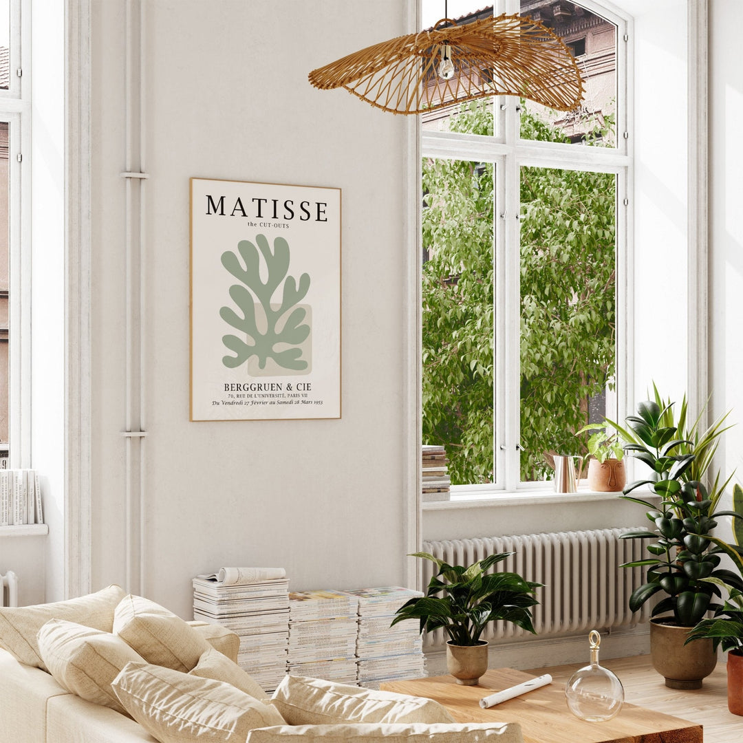 Abstract Wall Art White Green Coral Leaf by Henri Matisse - Style My Wall