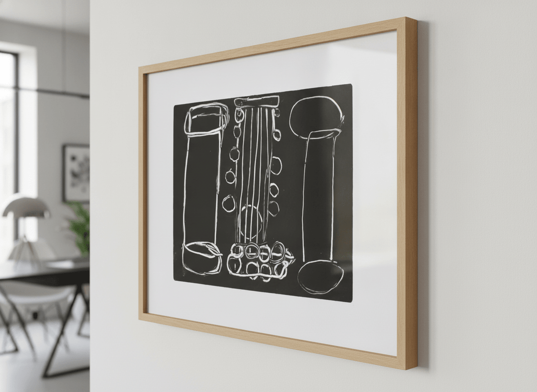 Contemporary wall art featured in a bright modern office workspace