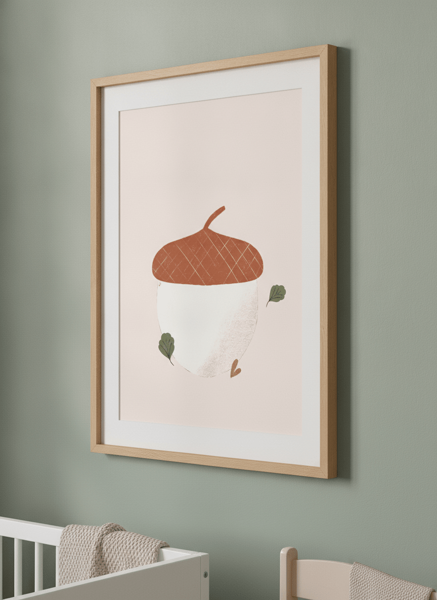 Soft neutral wall art styled in a serene nursery with pastel tones
