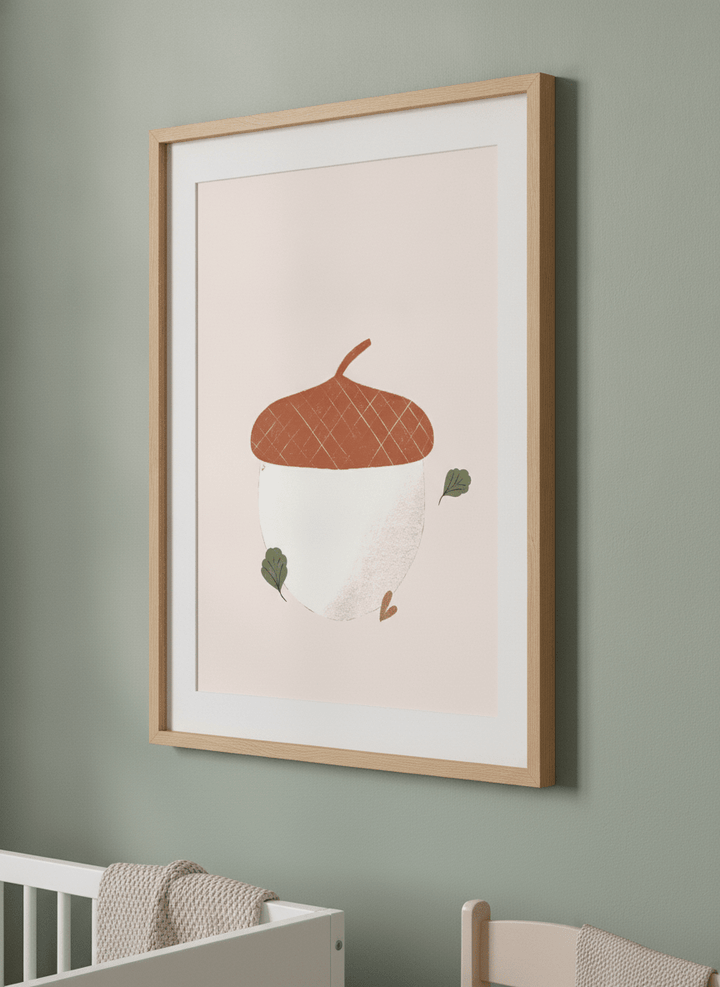 Soft neutral wall art styled in a serene nursery with pastel tones