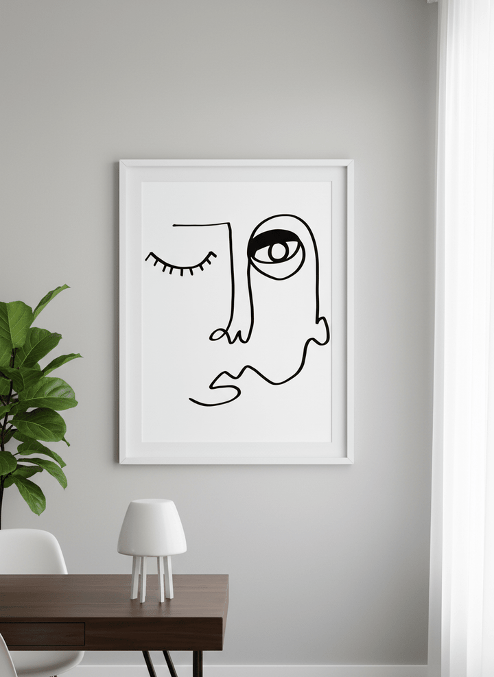 Contemporary wall art featured in a bright modern office workspace