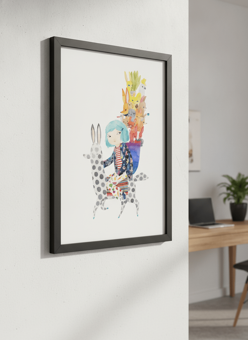 Contemporary wall art featured in a bright modern office workspace