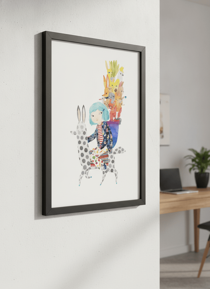 Contemporary wall art featured in a bright modern office workspace