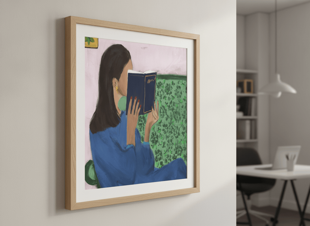 Contemporary wall art featured in a bright modern office workspace