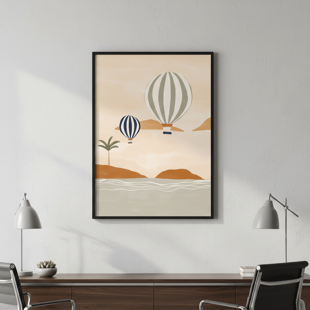 Air Balloons in Dessert by Ivy Green Illustrations wall - art - picture - poster