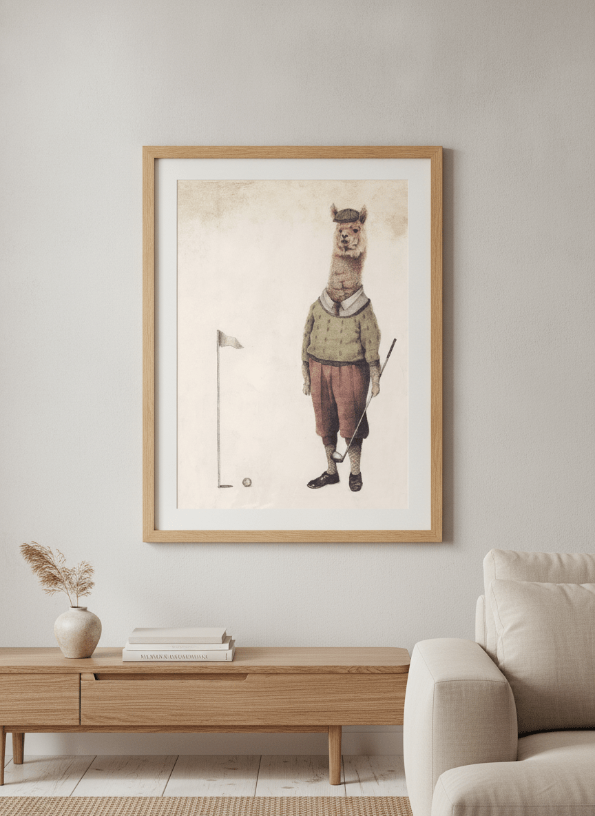 Modern wall art styled above a sofa in a neutral living room