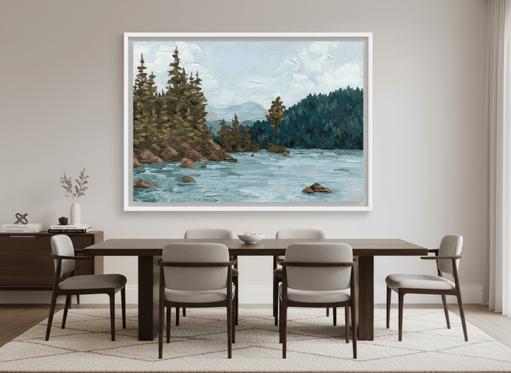 Monumental artwork centred on a feature wall in a luxe interior