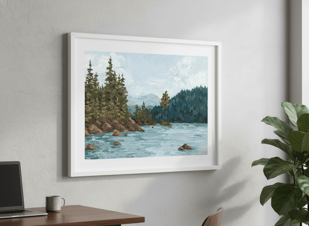 Contemporary wall art featured in a bright modern office workspace
