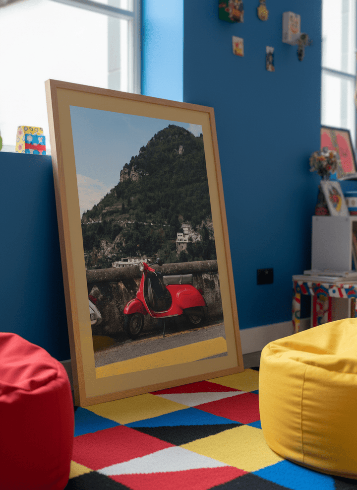 Bold wall art styled in a colourful, eclectic modern home