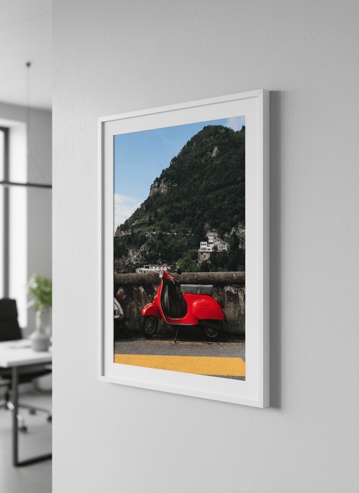 Contemporary wall art featured in a bright modern office workspace