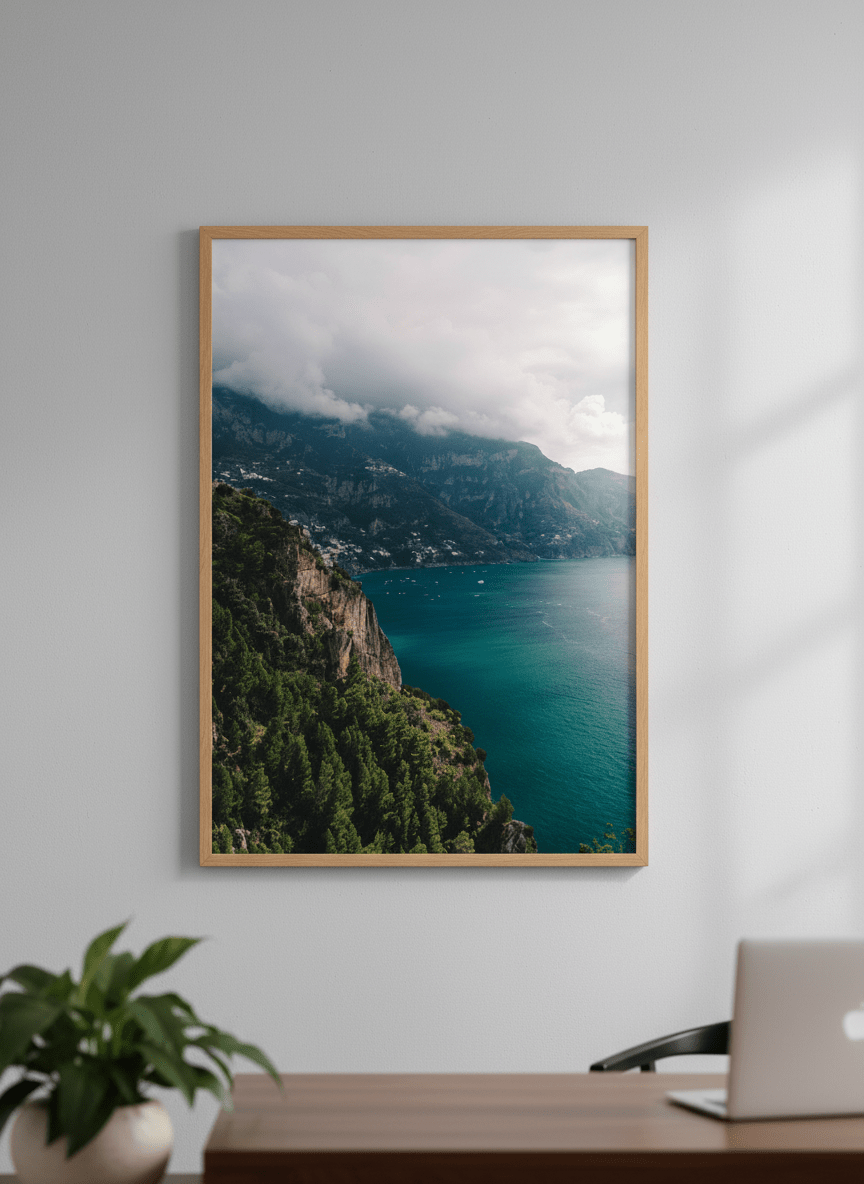 Contemporary wall art featured in a bright modern office workspace