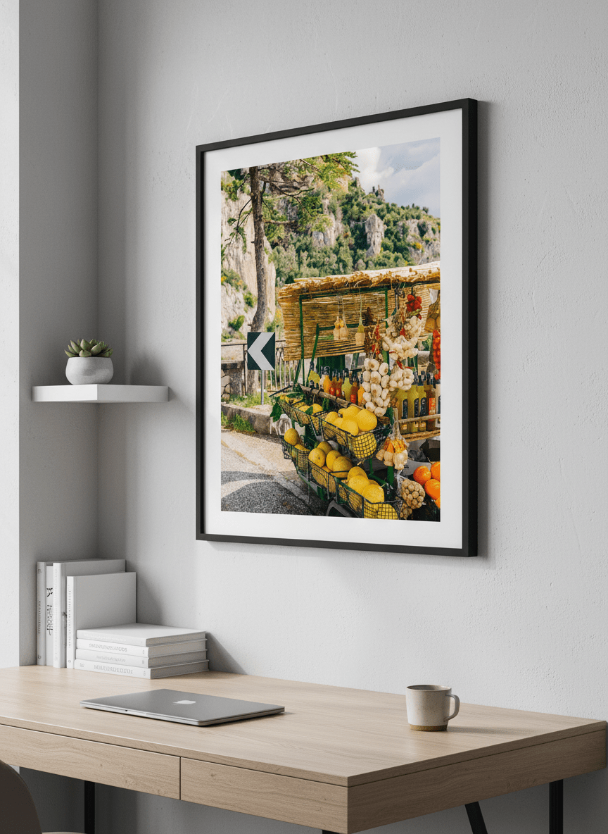 Contemporary wall art featured in a bright modern office workspace