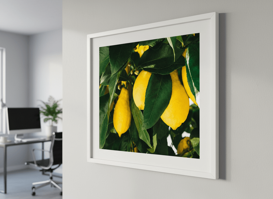 Contemporary wall art featured in a bright modern office workspace