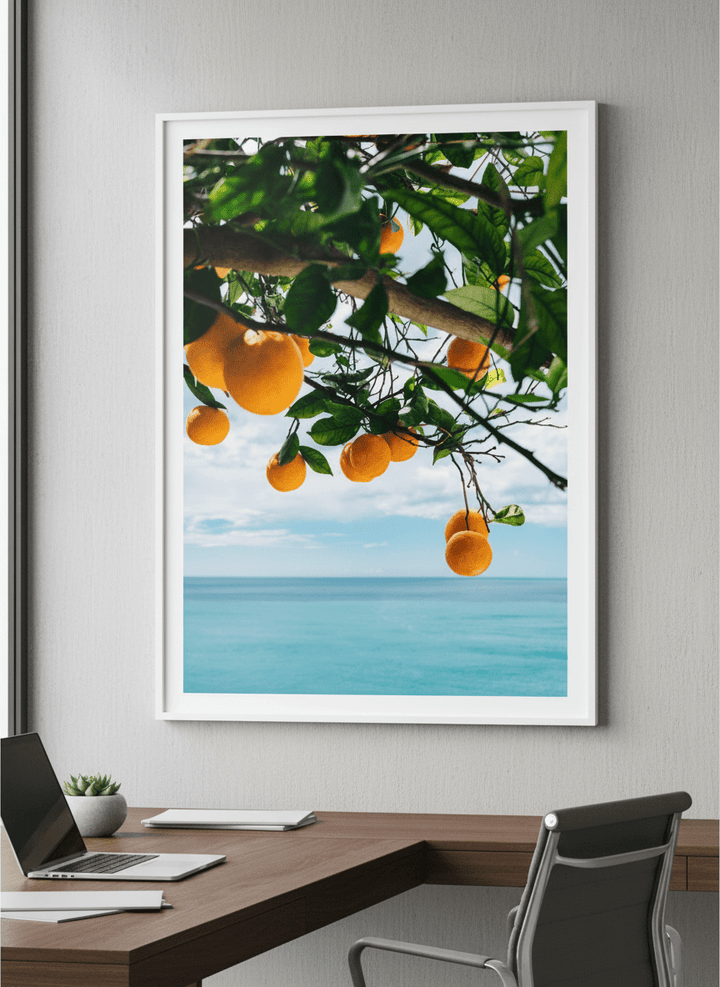 Contemporary wall art featured in a bright modern office workspace
