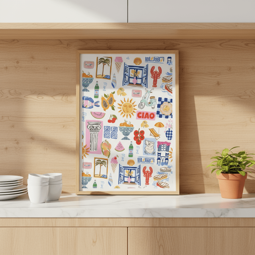 Amalfi Kitchen Repeated Pattern Wall Art Print wall - art - picture - poster