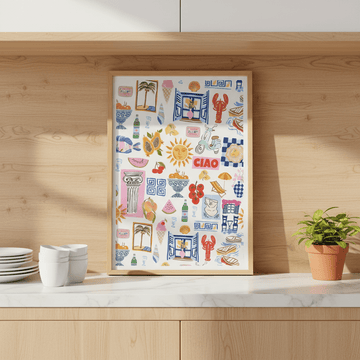 Amalfi Kitchen Repeated Pattern Wall Art Print wall - art - picture - poster