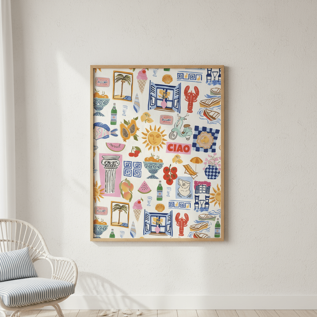 Amalfi Kitchen Repeated Pattern Wall Art Print wall - art - picture - poster