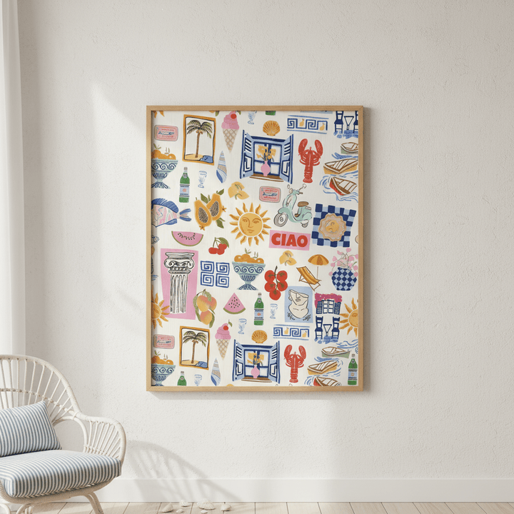 Amalfi Kitchen Repeated Pattern Wall Art Print wall - art - picture - poster