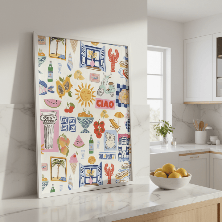 Amalfi Kitchen Repeated Pattern Wall Art Print wall - art - picture - poster