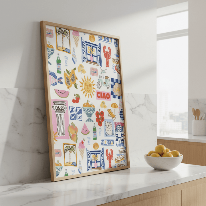 Amalfi Kitchen Repeated Pattern Wall Art Print wall - art - picture - poster