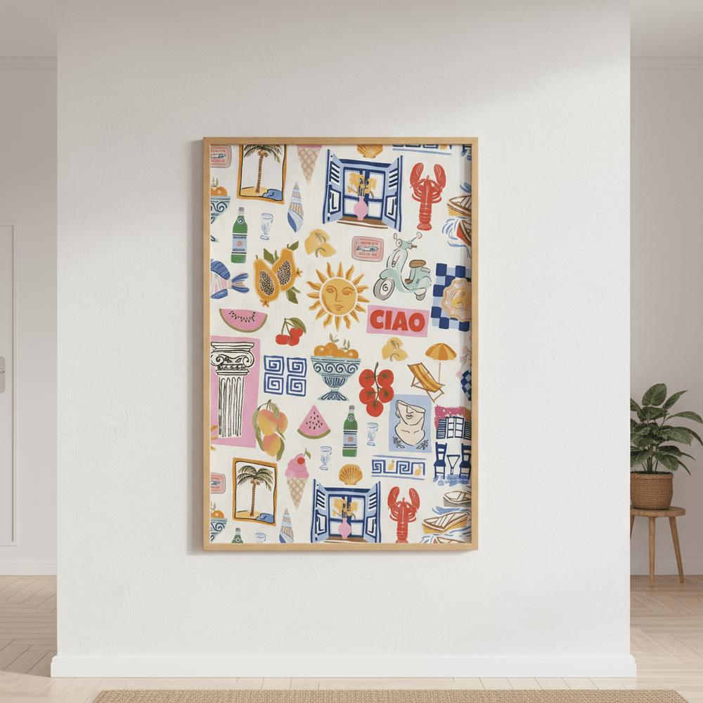Amalfi Kitchen Repeated Pattern Wall Art Print wall - art - picture - poster