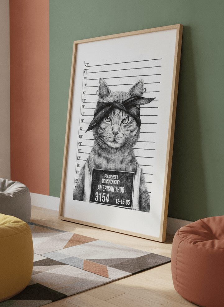 Bold wall art styled in a colourful, eclectic modern home