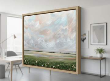 Contemporary wall art featured in a bright modern office workspace