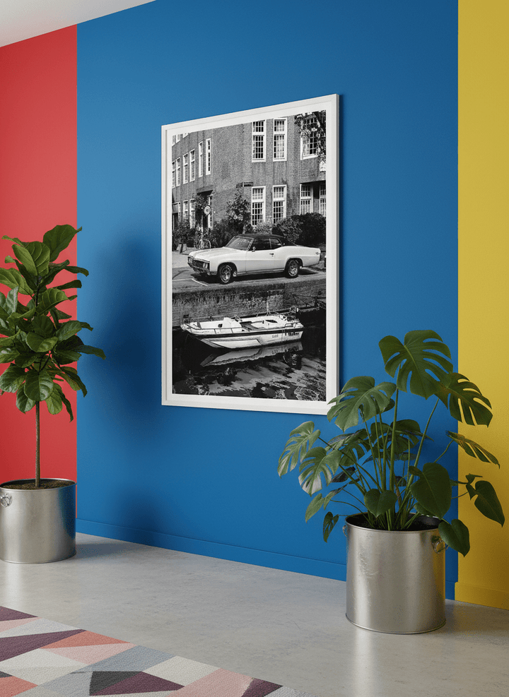 Bold wall art styled in a colourful, eclectic modern home