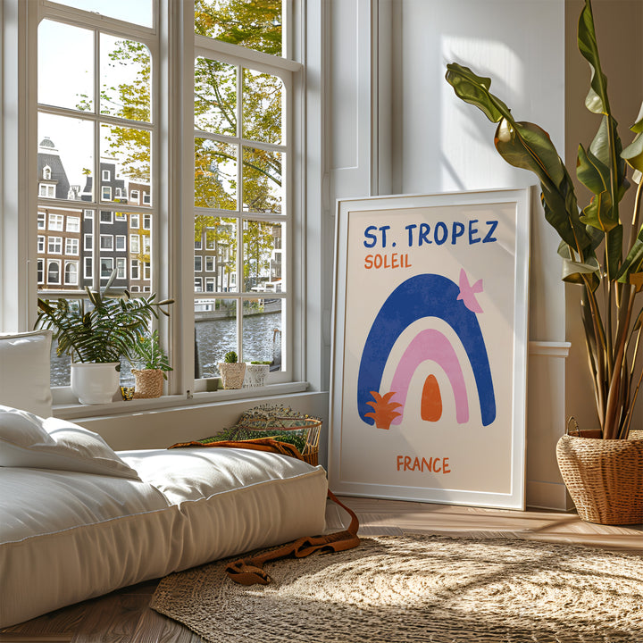 St Tropez Soleil France Print,livingroom,white border