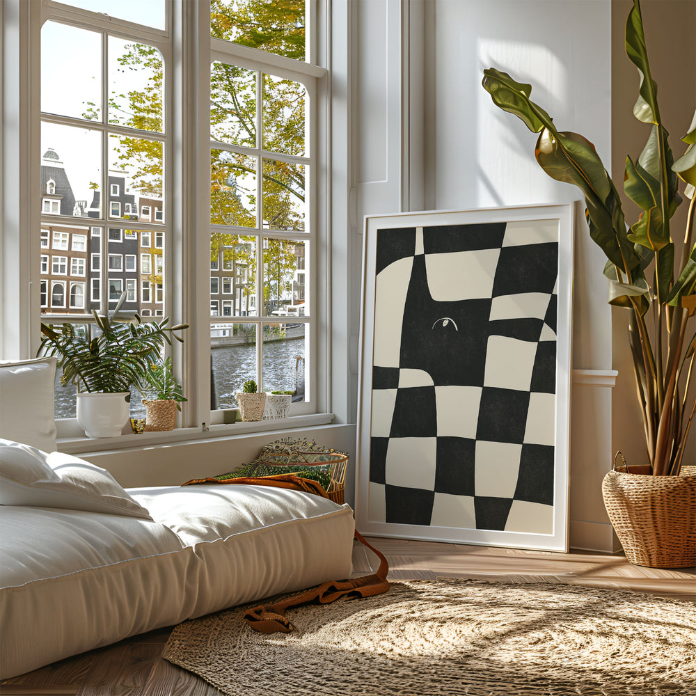 Beige and Black Animal Abstract,living room,white border