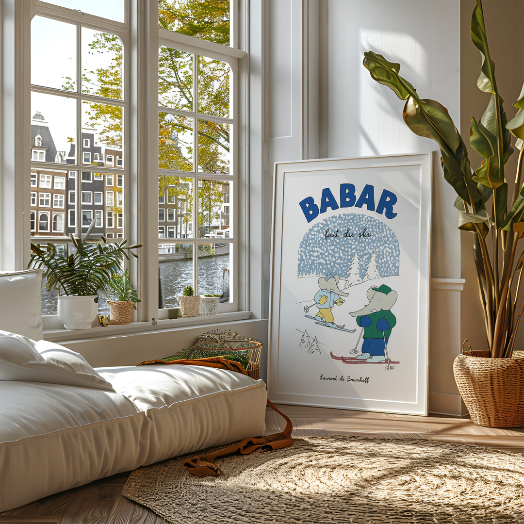 Barbar Fait du Ski Kids Art.bedroom,hallway,timber border