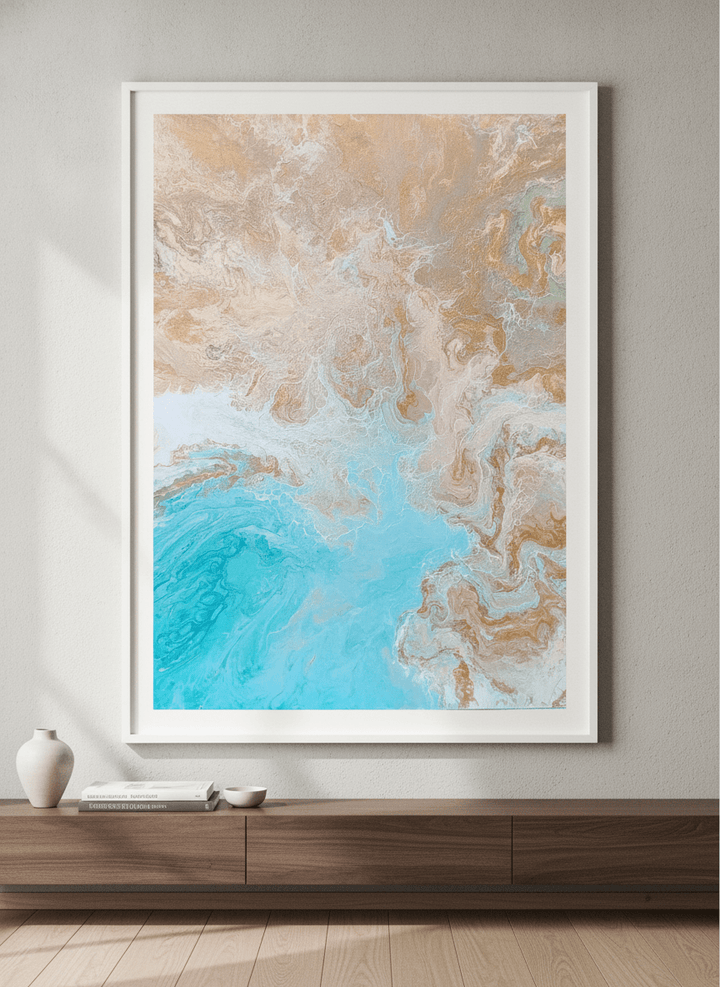 Contemporary wall art featured in a bright modern office workspace