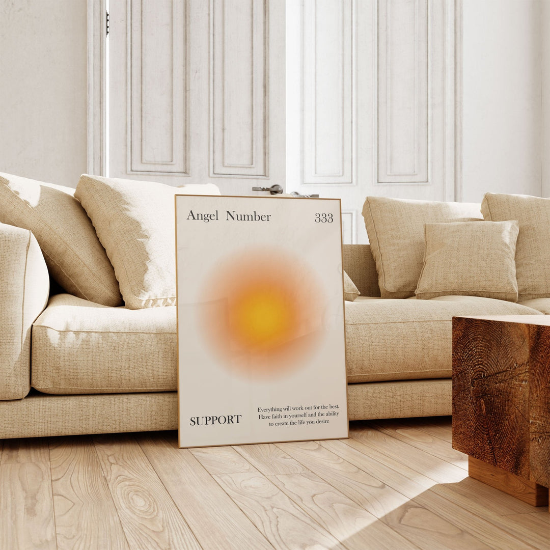 Angel Number 333 Alignment Orange Aura Wall Art - Style My Wall