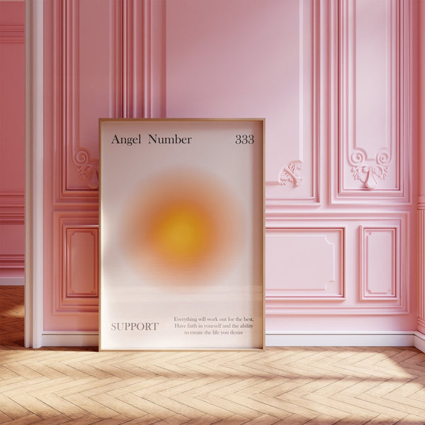 Angel Number 333 Alignment Orange Aura Wall Art
