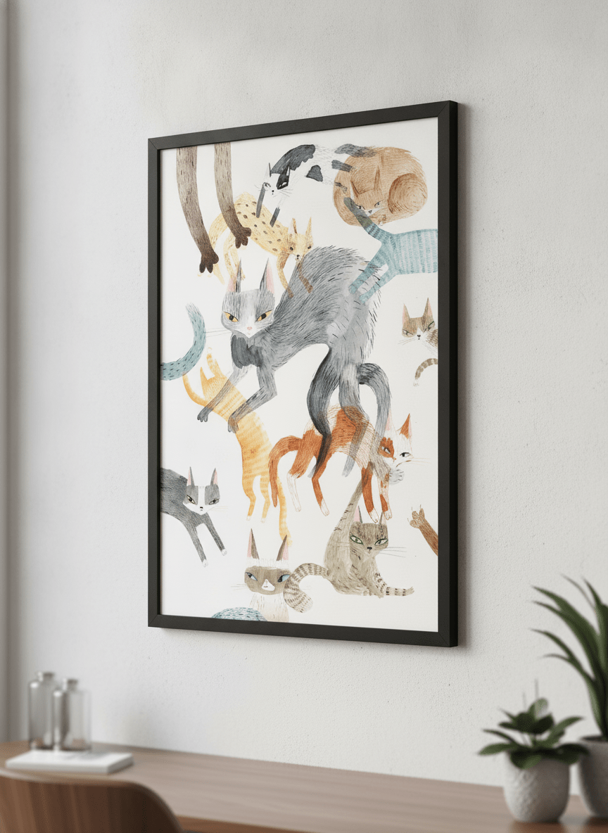 Contemporary wall art featured in a bright modern office workspace
