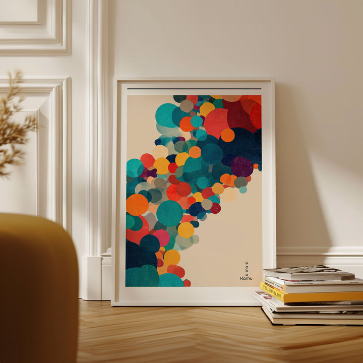 Wall art colourful design abstract japanese kusama inspired