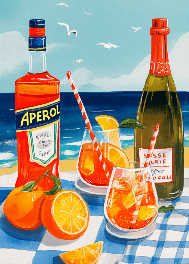 Aperol Spritz Oil Painting Abstract Print