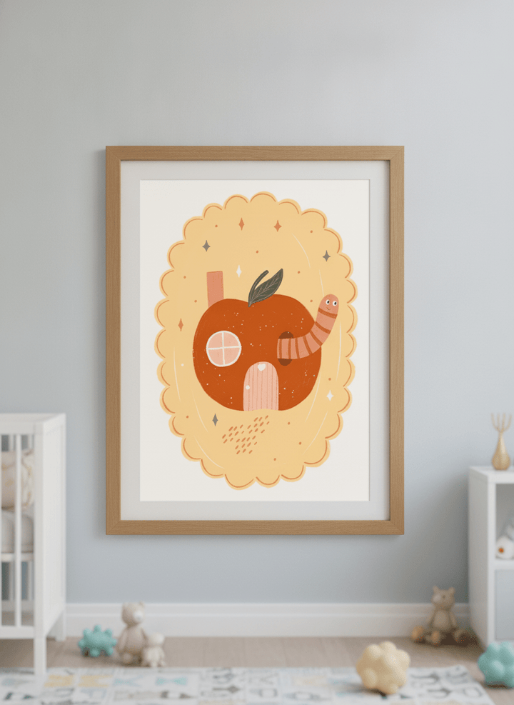 Soft neutral wall art styled in a serene nursery with pastel tones