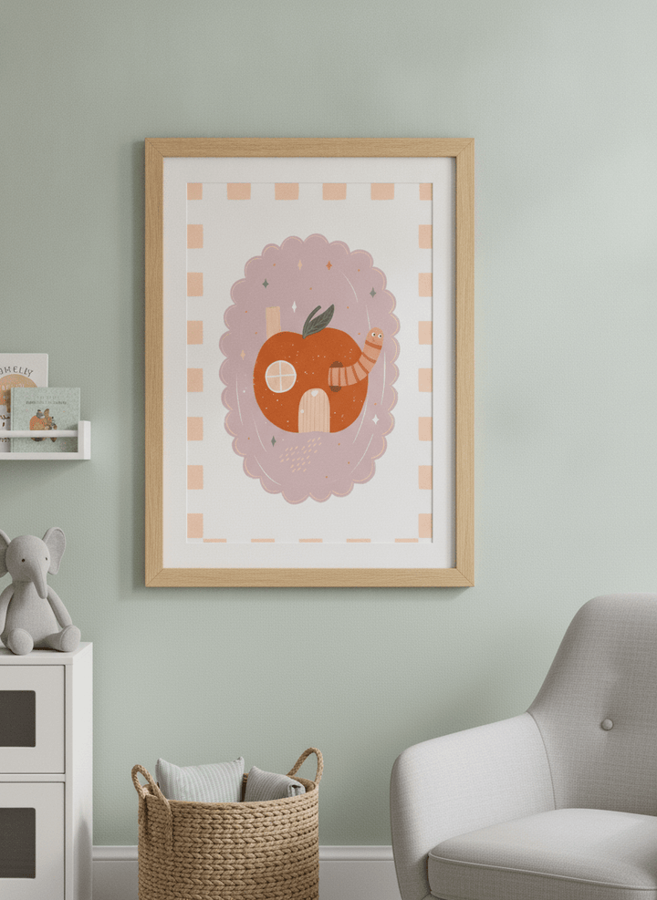 Soft neutral wall art styled in a serene nursery with pastel tones