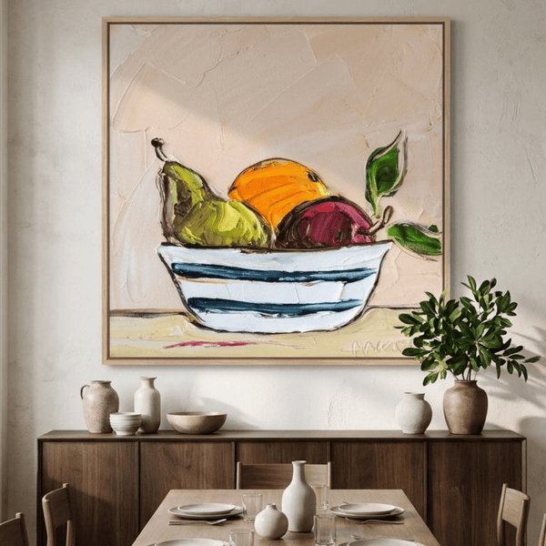 Apple Pear And Orange By Angela Hawkey | Canvas Square Print