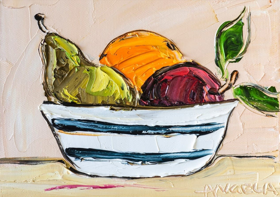 Apple Pear And Orange By Angela Hawkey