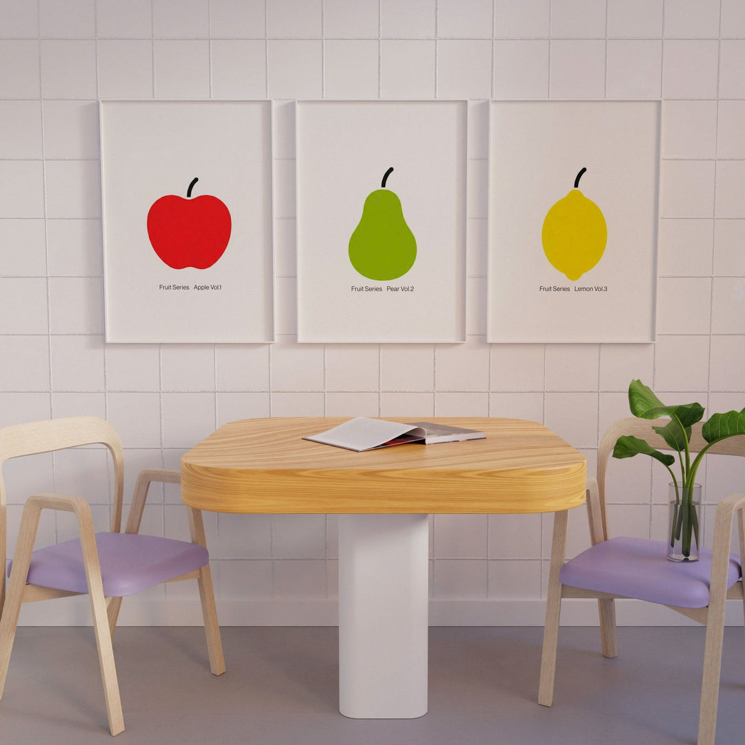 Apple Pear & Lemon Fruit Series Trio Vol.1 wall - art - picture - poster