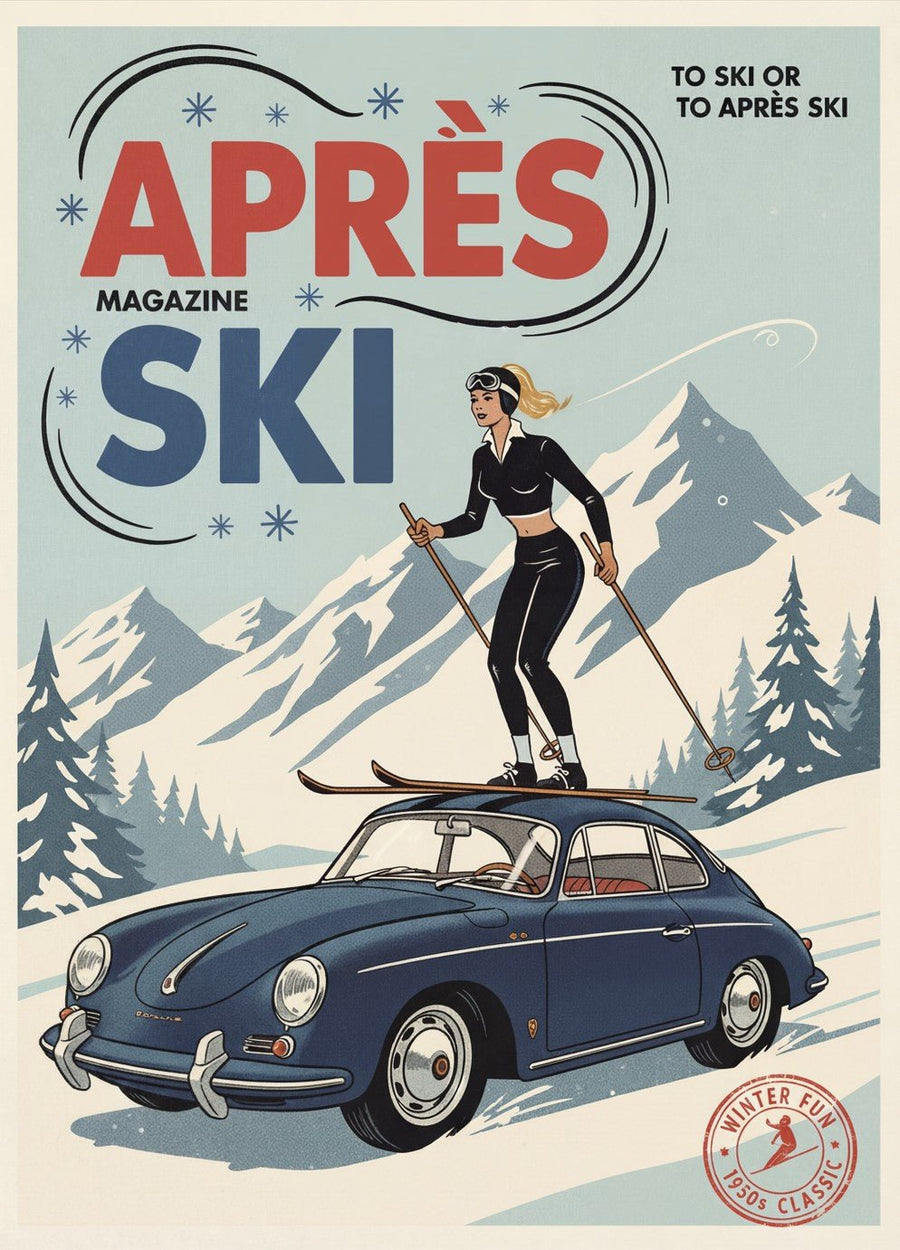 Apres Ski Magazine Vintage Retro Poster Print
