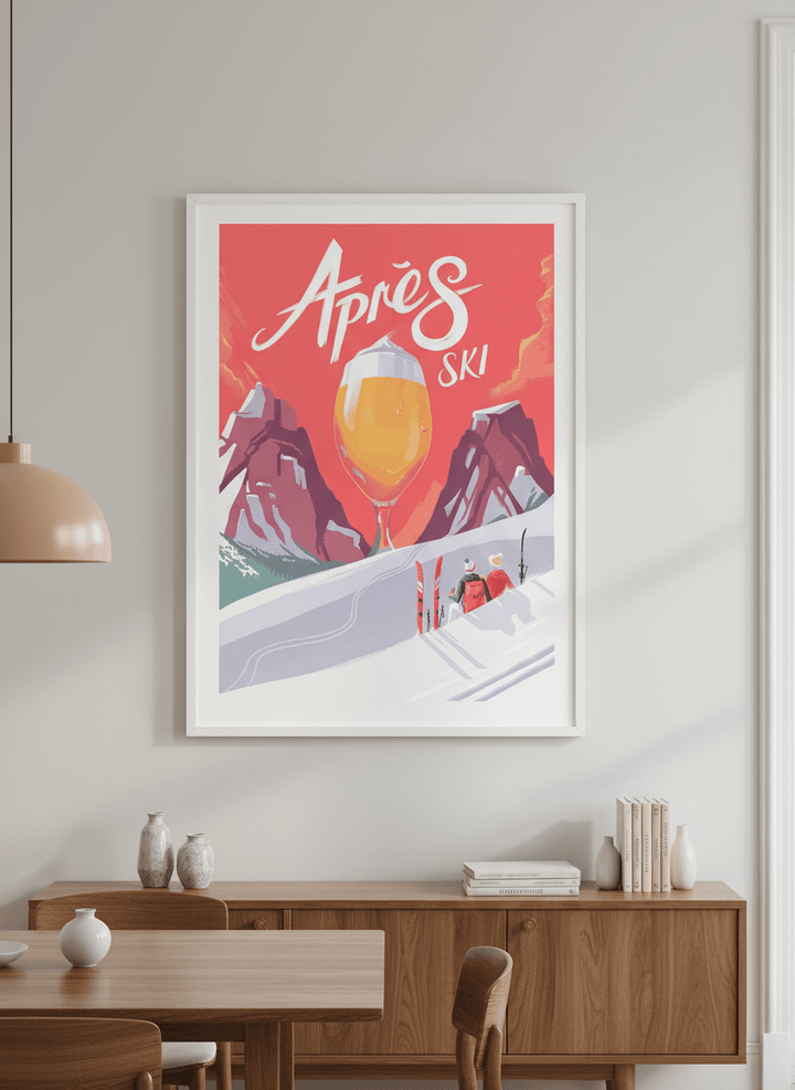 Wall art styled above a dining table in a contemporary home
