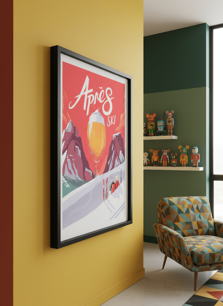 Bold wall art styled in a colourful, eclectic modern home